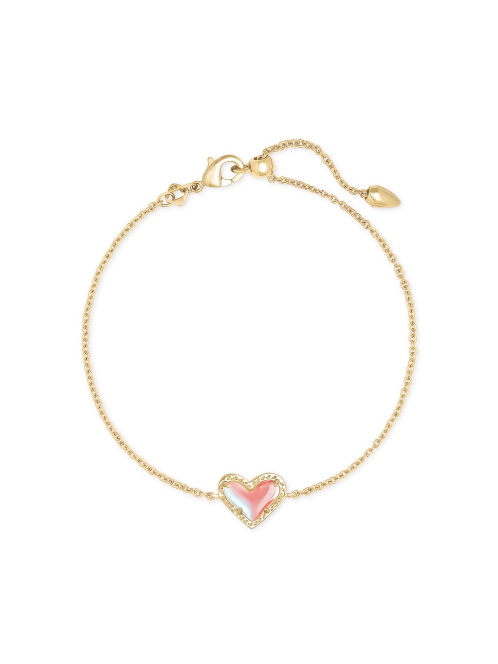 Kendra Scott Ari Heart Gold Chain Bracelet in Dichroic Glass